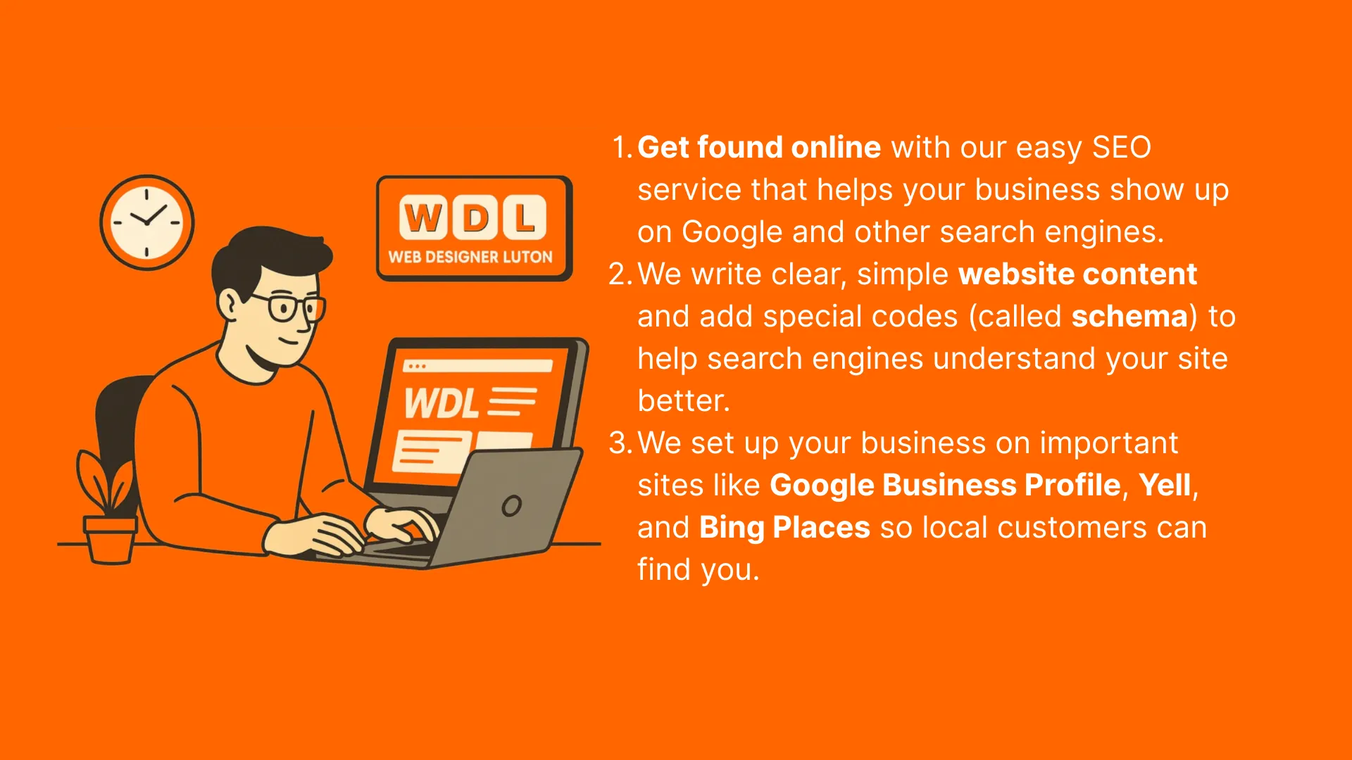 Advanced SEO services by Web Designer Luton – AI-optimised content, schema markup, and local business listings for better Google ranking