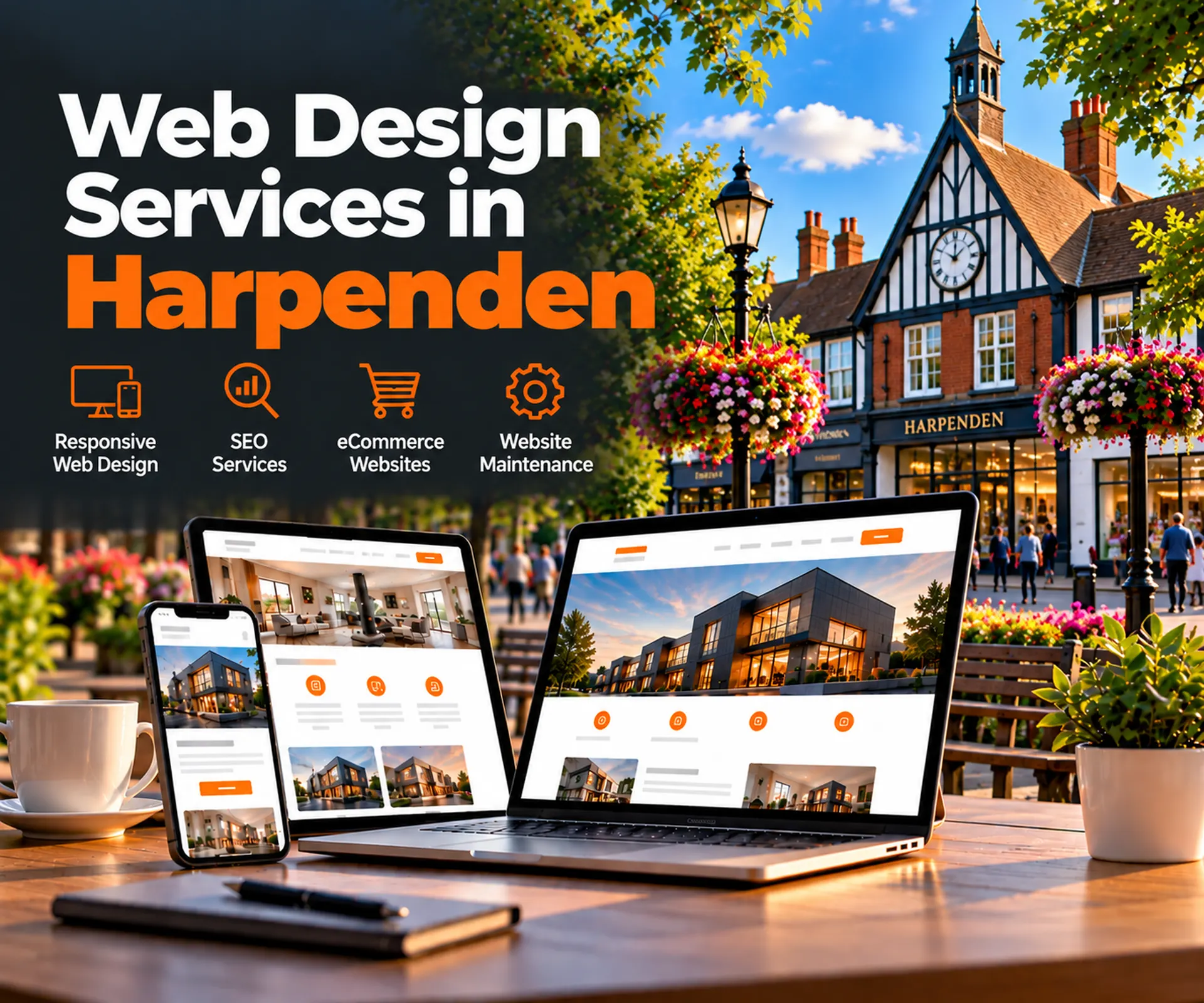 Web design services in Harpenden including responsive website design, SEO services, eCommerce websites and website maintenance