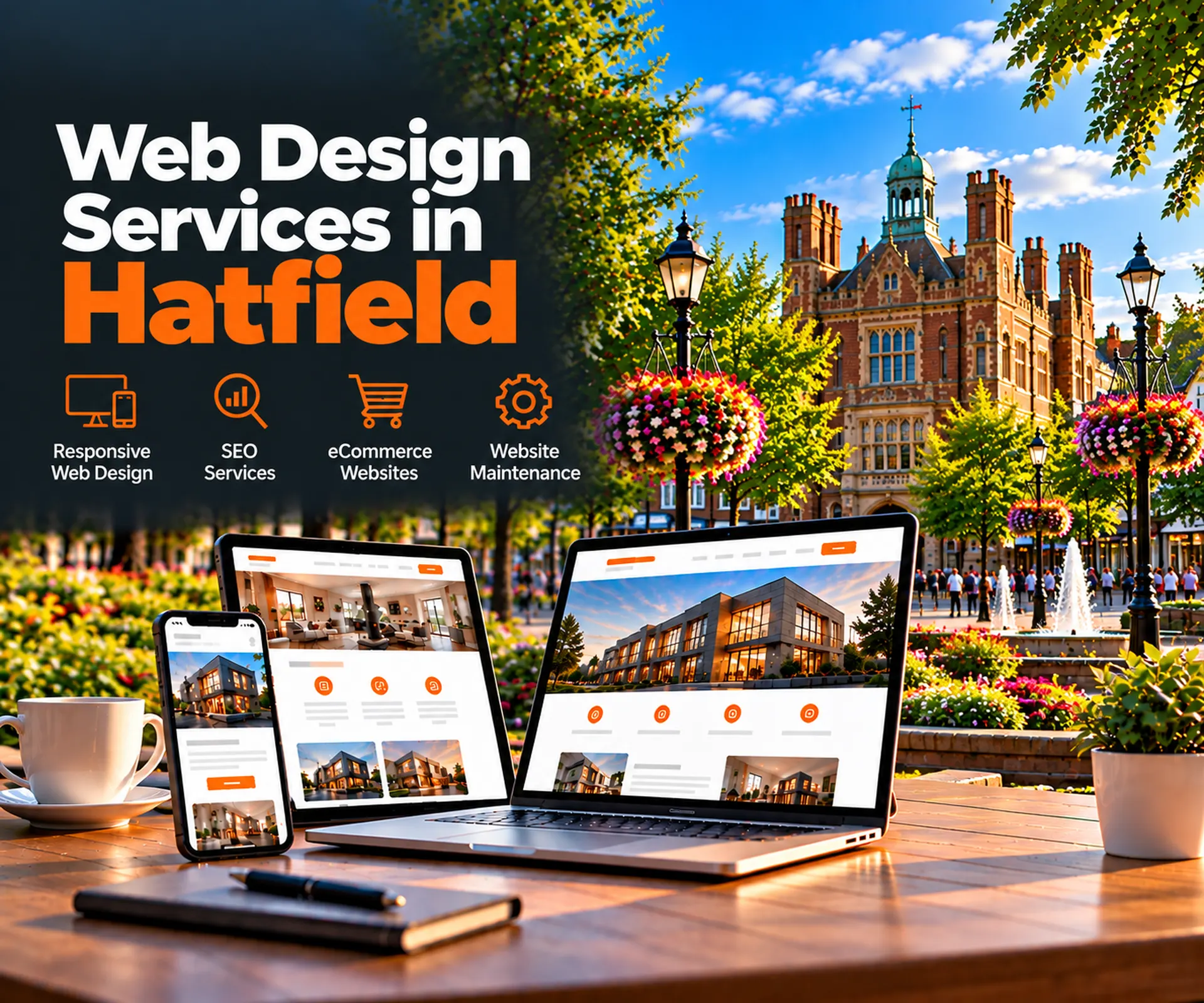 Web design services in Hatfield including responsive website design, SEO services, eCommerce websites and website maintenance