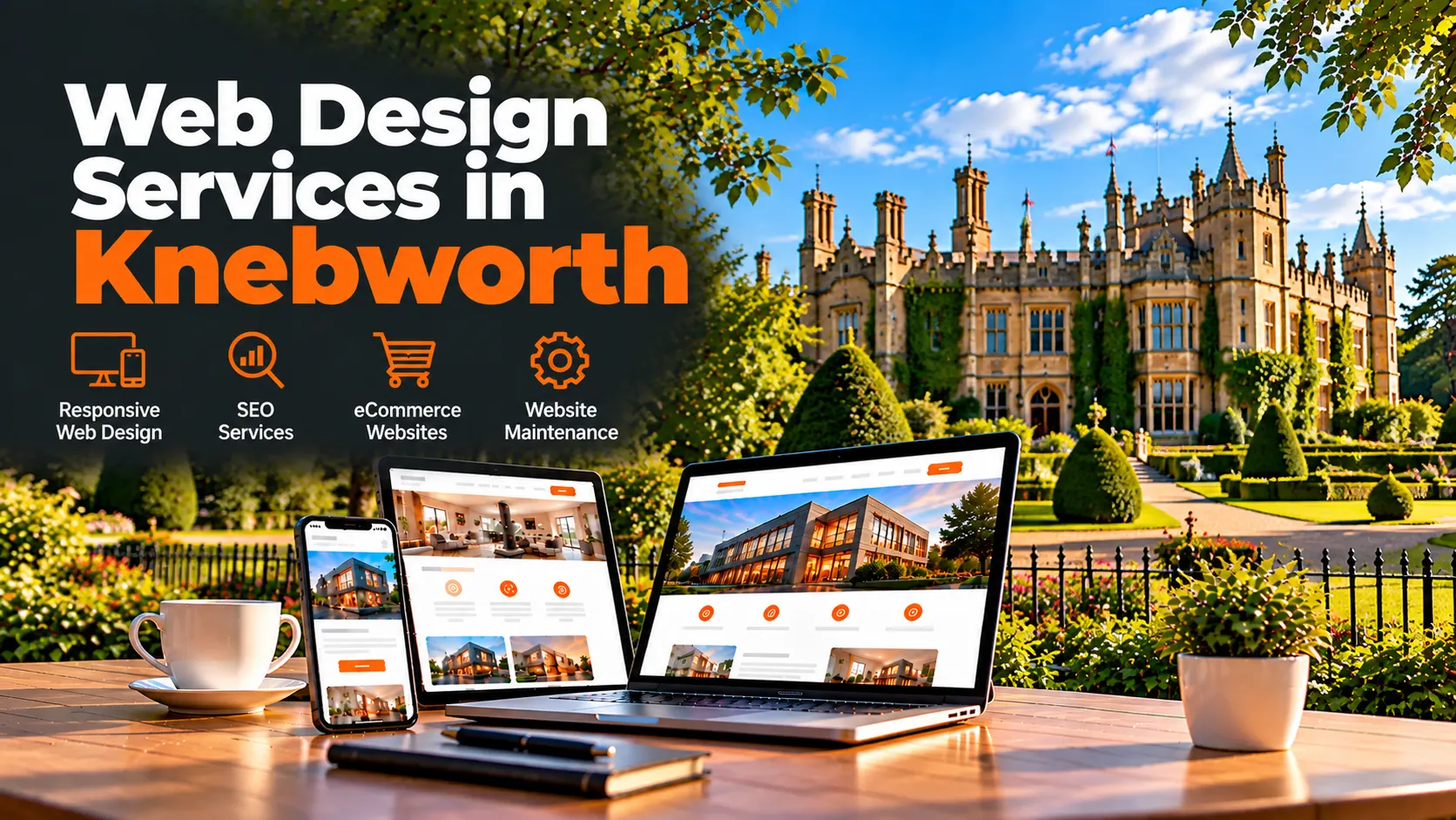 Web design services in Knebworth including responsive web design, SEO services, eCommerce websites and website maintenance