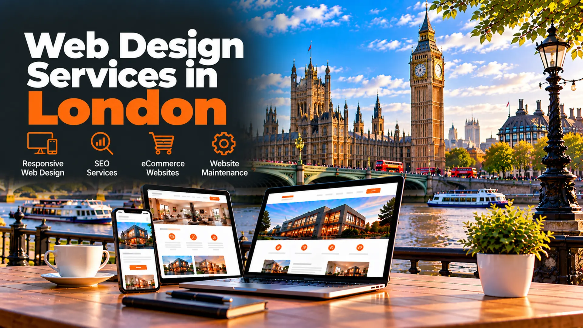 Web design services in London including responsive web design, SEO services, eCommerce websites and website maintenance