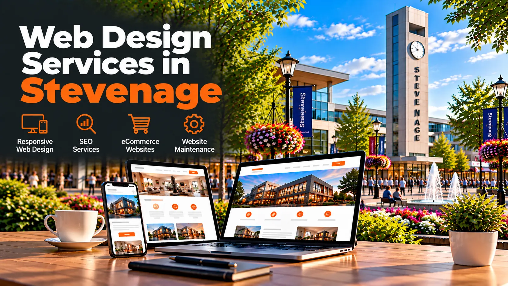 Web design services in Stevenage including responsive website design, SEO services, eCommerce websites and website maintenance