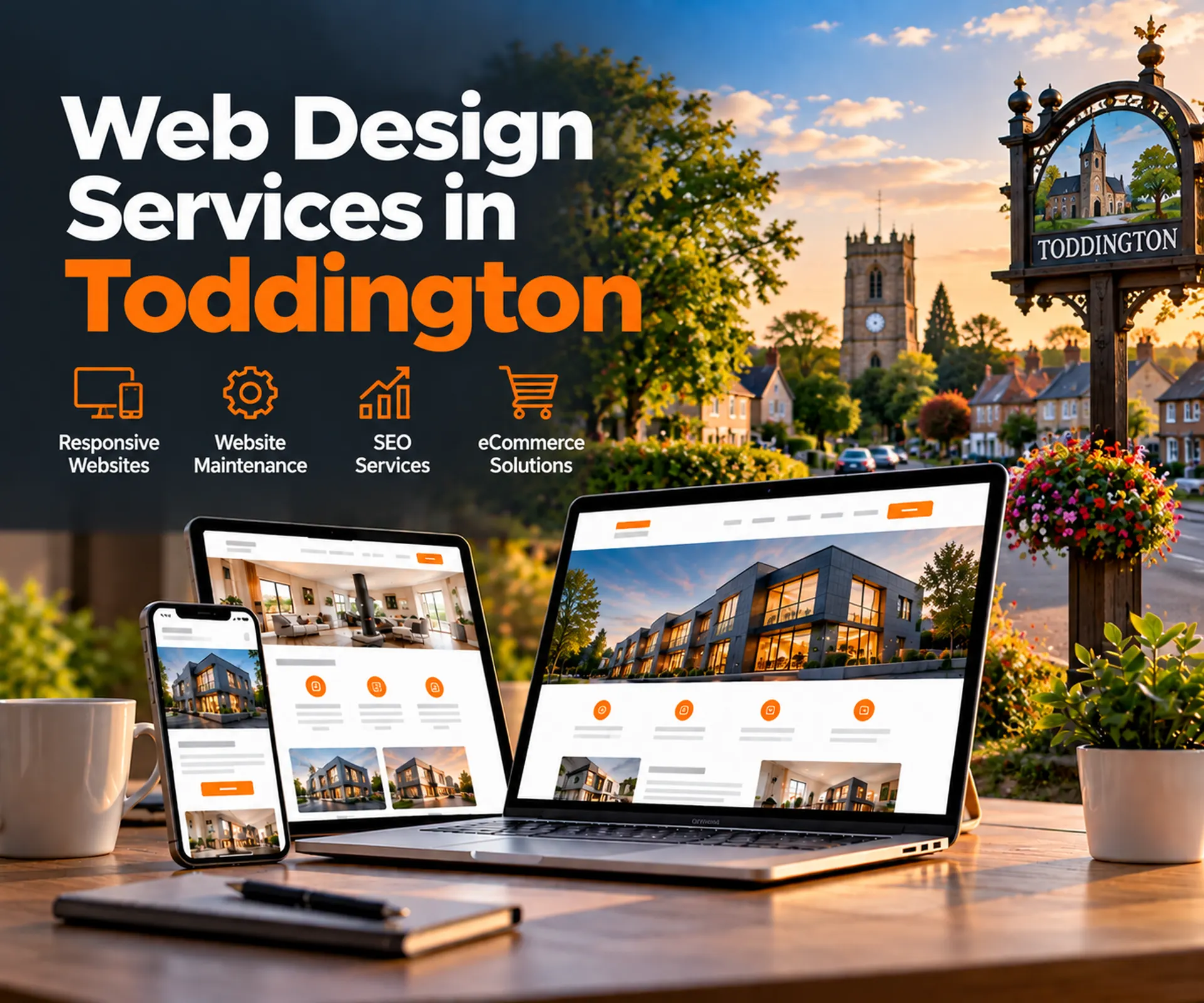 Web design services in Toddington including responsive websites, website maintenance, SEO and eCommerce solutions