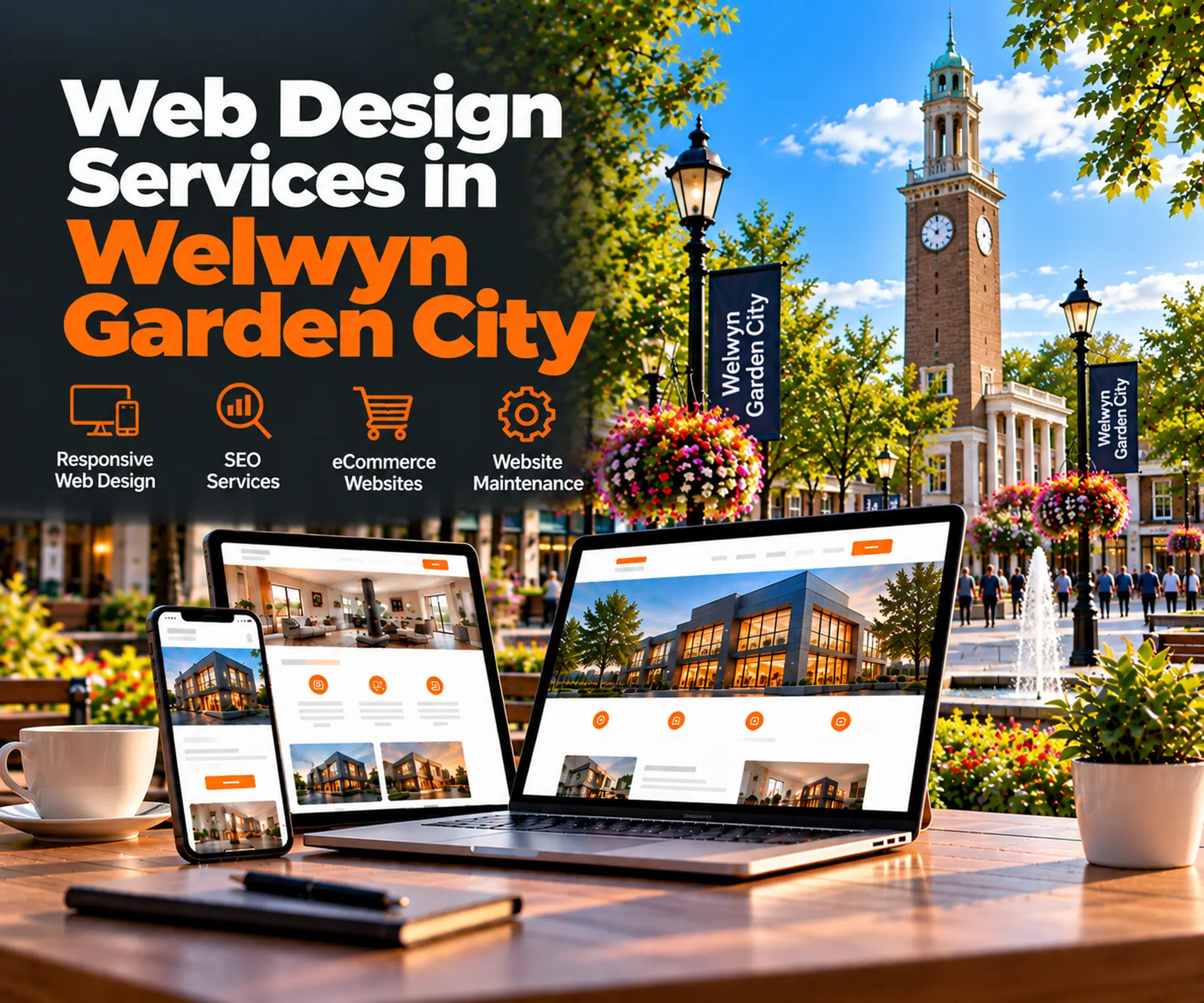 Web design services in Welwyn Garden City including responsive website design, SEO services, eCommerce websites and website maintenance